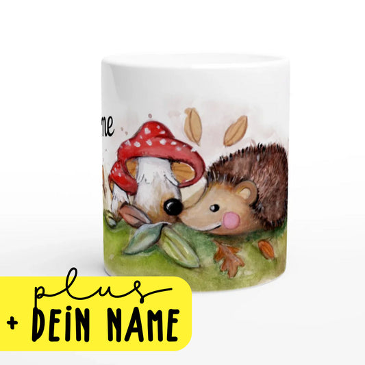 Tasse mit Igelmotiv plus Wunschnamen personalisiert