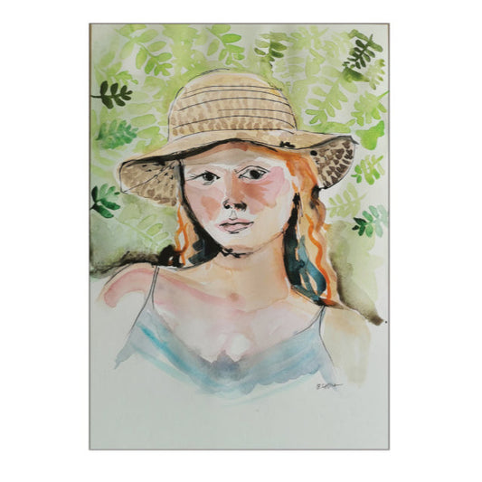original Zeichnung "Mädchen mit Hut"