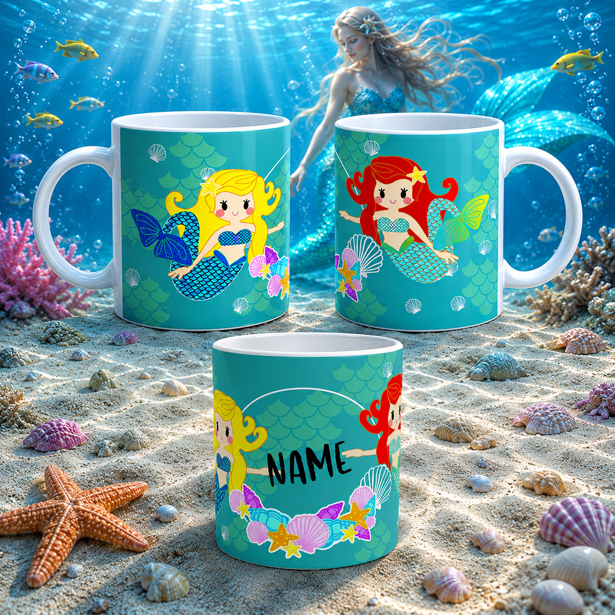 Tasse Meerjungfrauen personalisiert