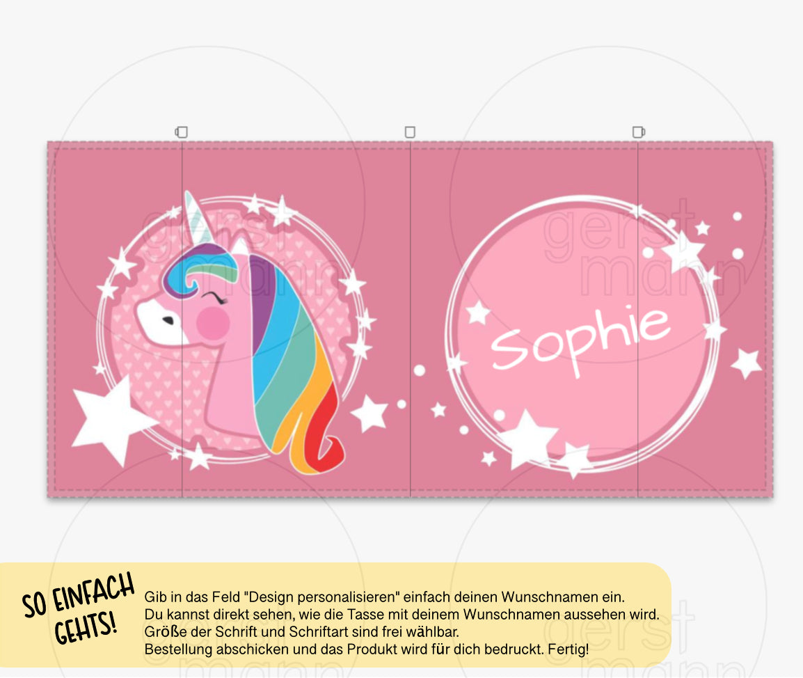 Tasse mit Einhornmotiv plus Wunschname