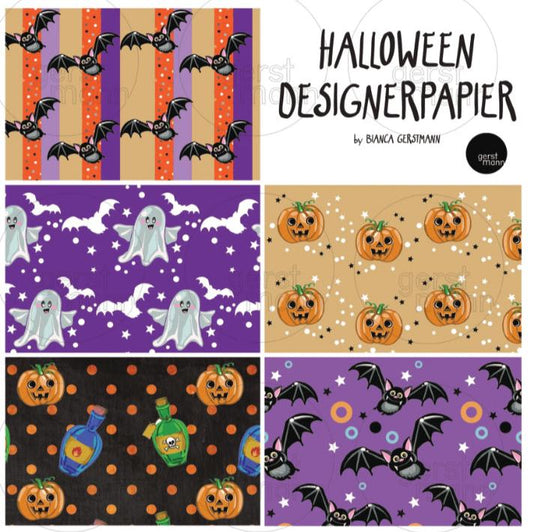 9x Halloween Designerpapier zum Ausdrucken